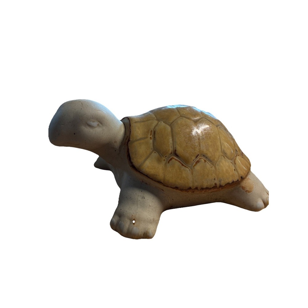 VTG Ceramic Turtle Tortoise Figurine Glazed Shell Art Deco Collectible Handmade